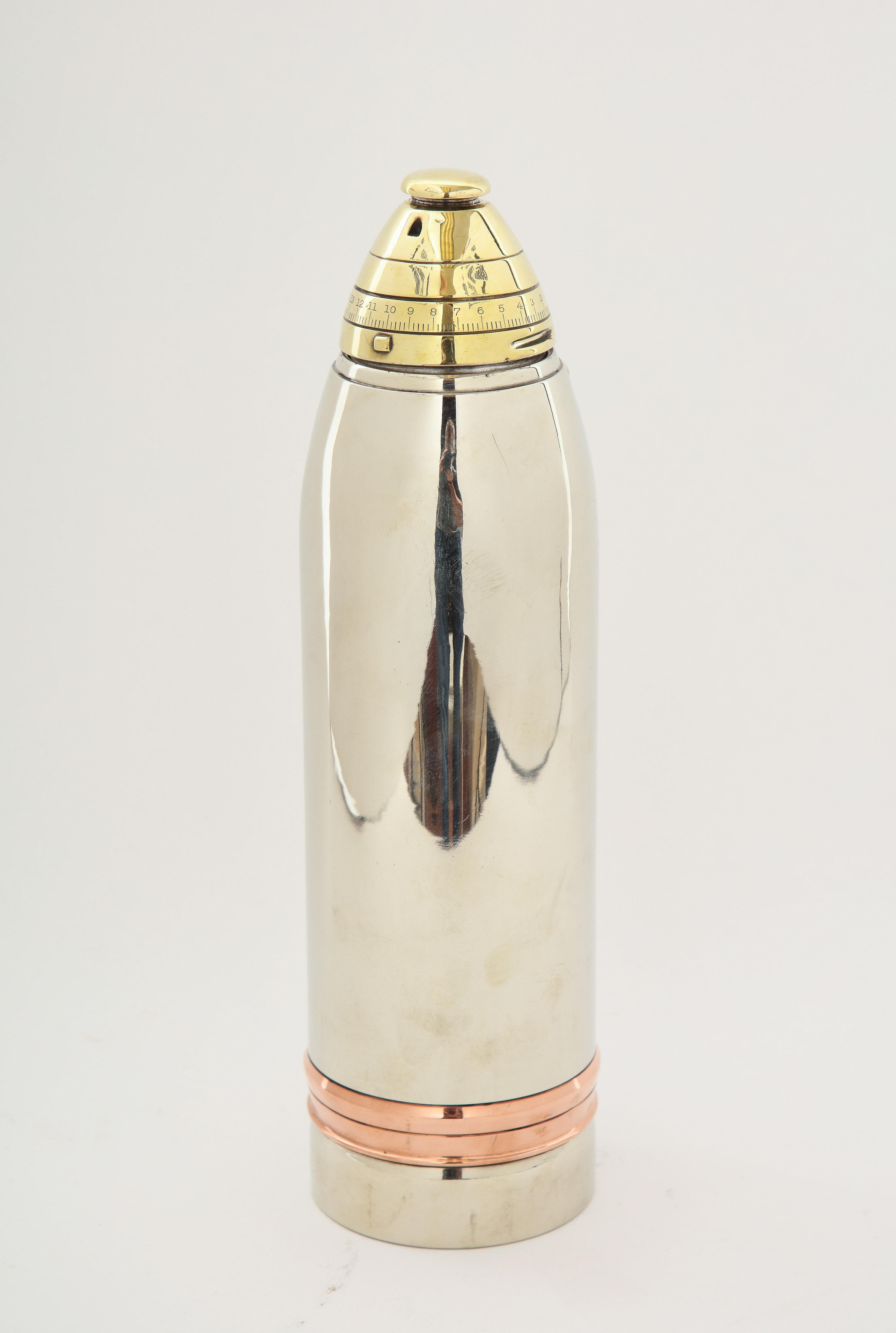 Gorham, a Rare Artillery Shell Cocktail Shaker, circa 1918 In Excellent Condition In Queens, NY