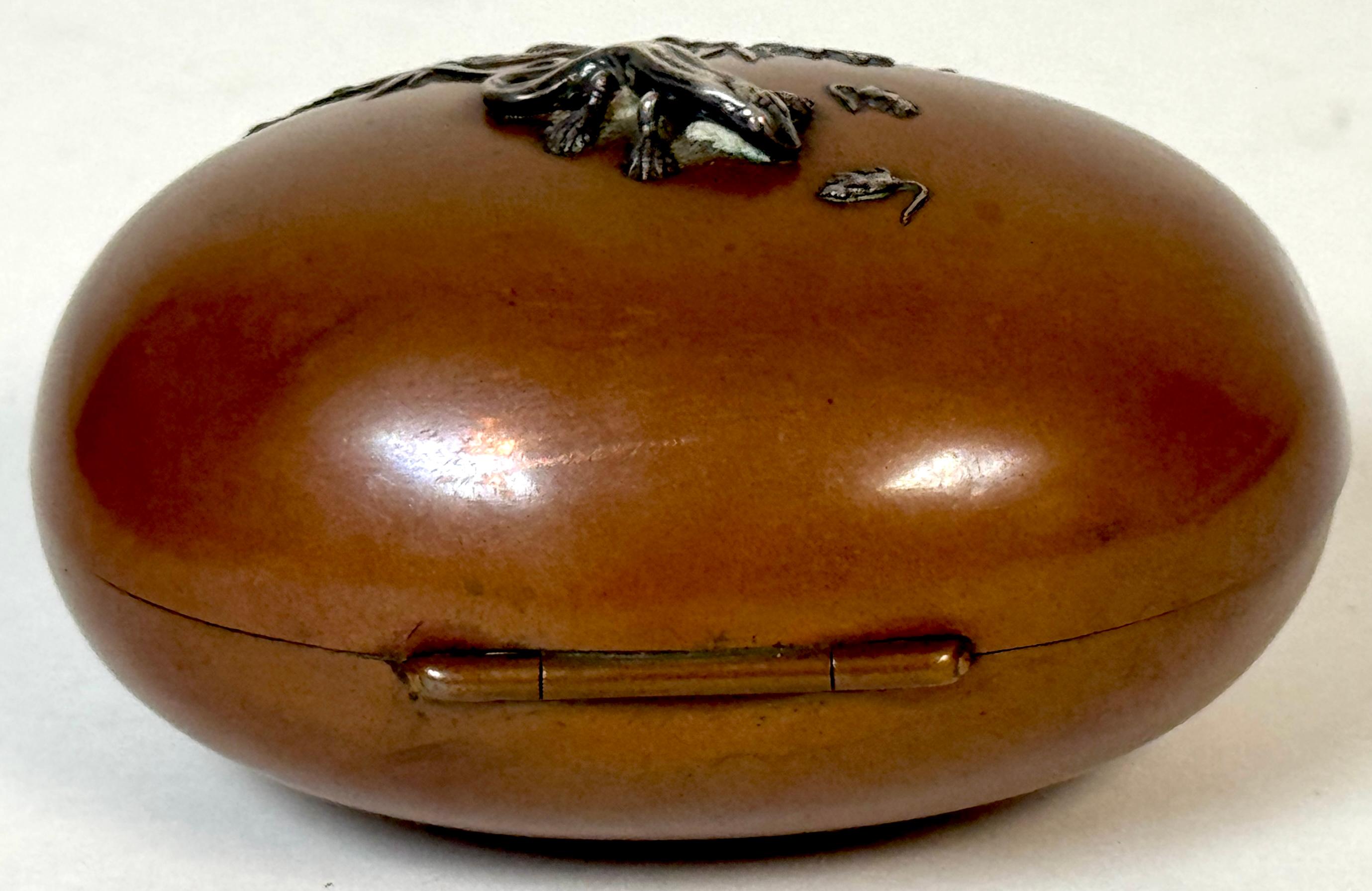 Sterling Silver Gorham Aesthetic Movement Sterling Mixed-Metal Box with Lizard and Mice, 1883 For Sale
