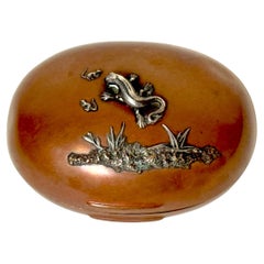 Gorham Aesthetic Movement Sterling Mixed-Metal Box with Lizard and Mice, 1883