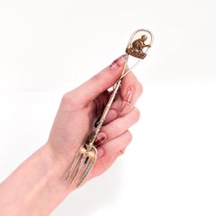 Gorham Aesthetic Sterling Silver & Mixed Metals Fisherman & Fish Cocktail Fork