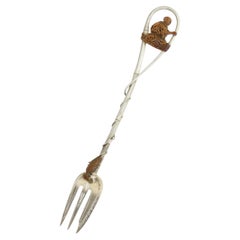Gorham Aesthetic Sterling Silver & Mixed Metals Fisherman & Fish Cocktail Fork