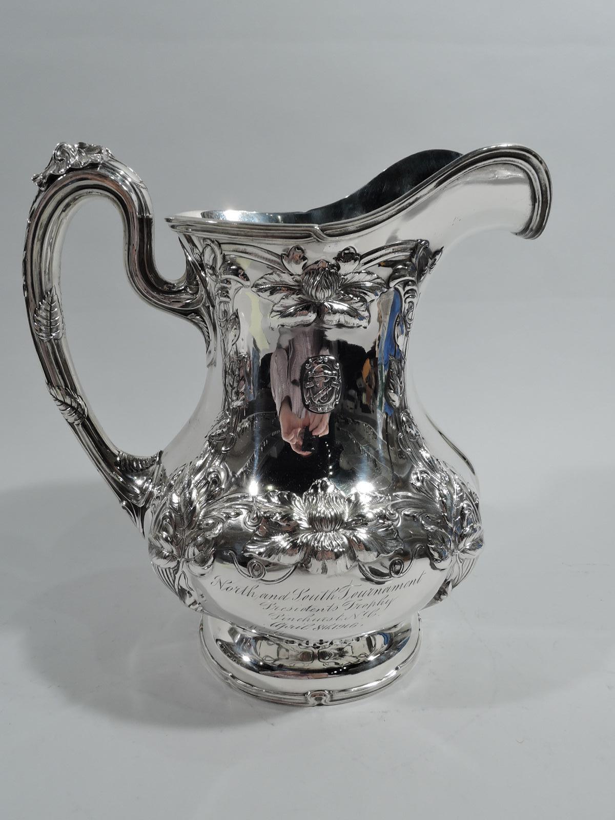 Gorham American Art Nouveau Sterling Silver Water Pitcher In Excellent Condition In New York, NY