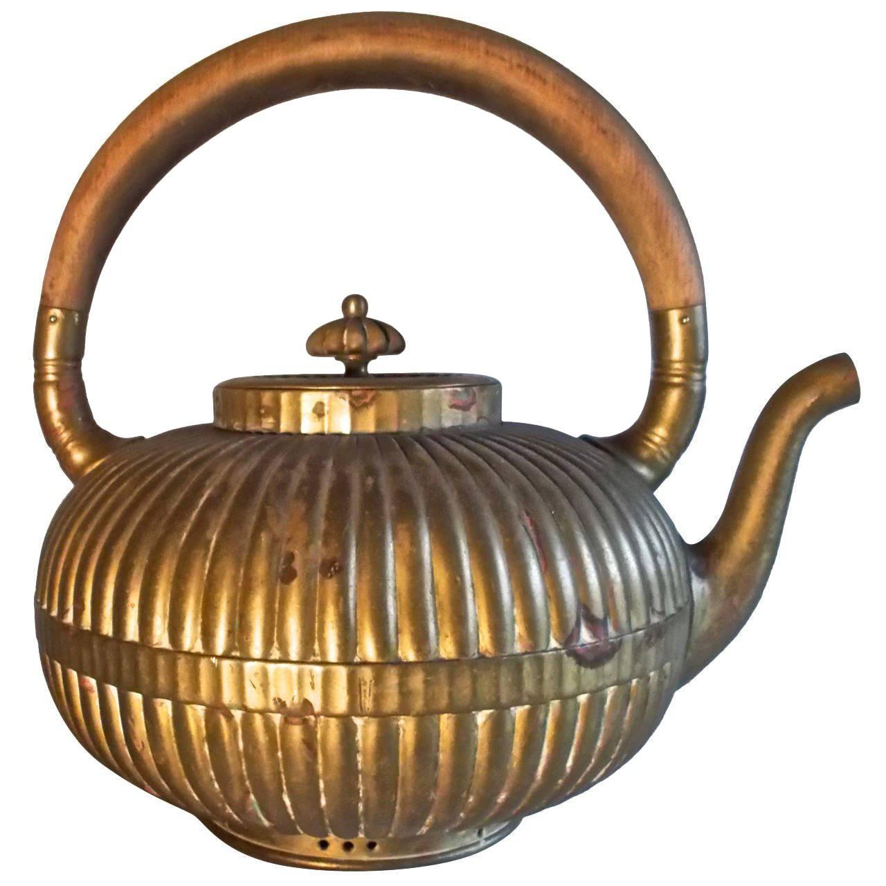Gorham American Renaissance Japanesque Brass Tea Kettle For Sale