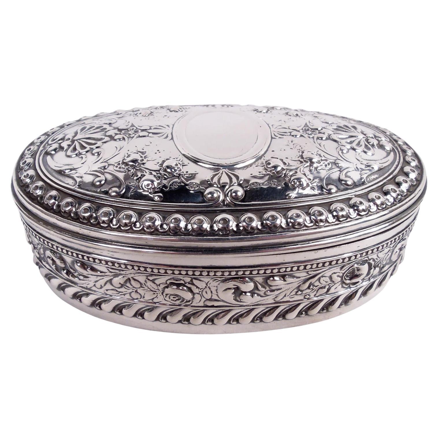 Gorham American Victorian Classical Sterling Silver Jewelry Box 1897 For Sale