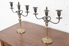 Gorham Antique Regency Silver Two-Arm Candelabra, Pair