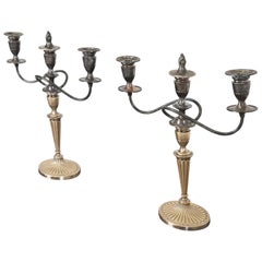 Gorham Antique Regency Silver Two-Arm Candelabra, Pair