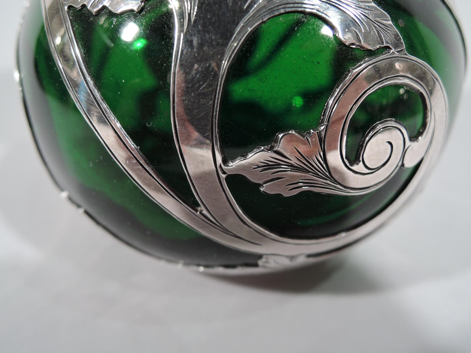 Gorham Art Nouveau Classical Green Silver Overlay Perfume 1