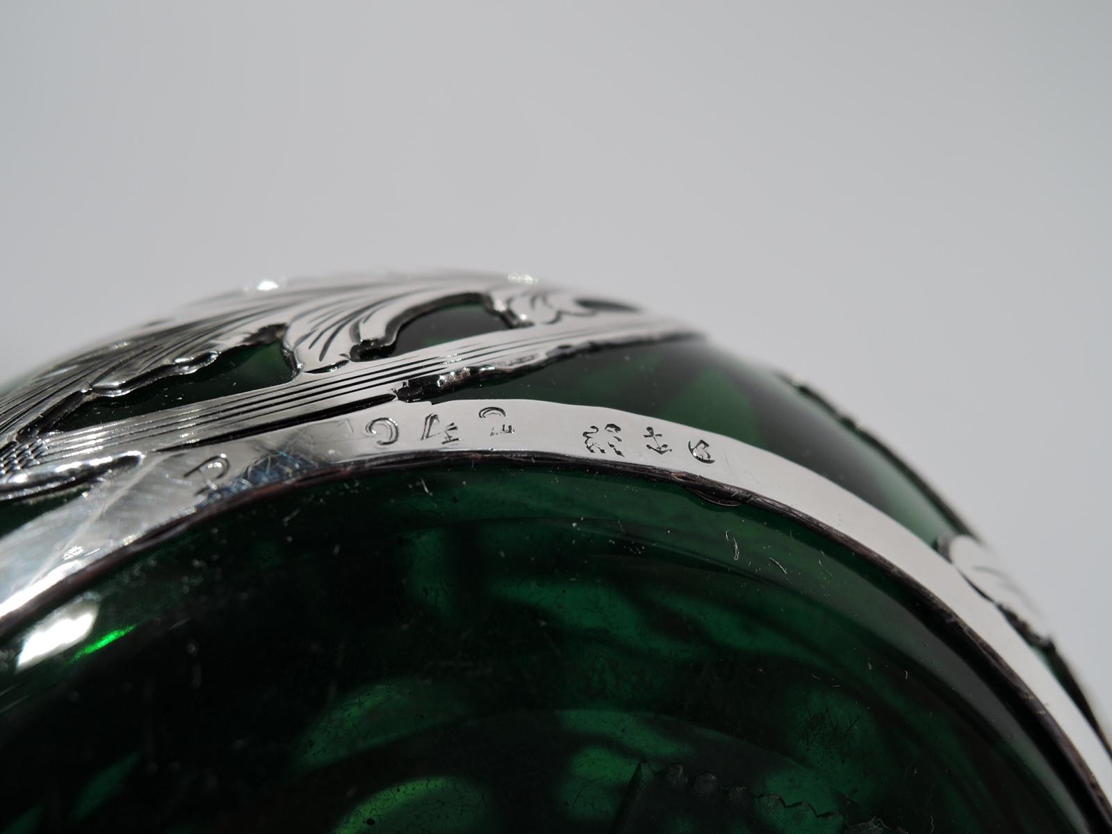 Gorham Art Nouveau Classical Green Silver Overlay Perfume 3