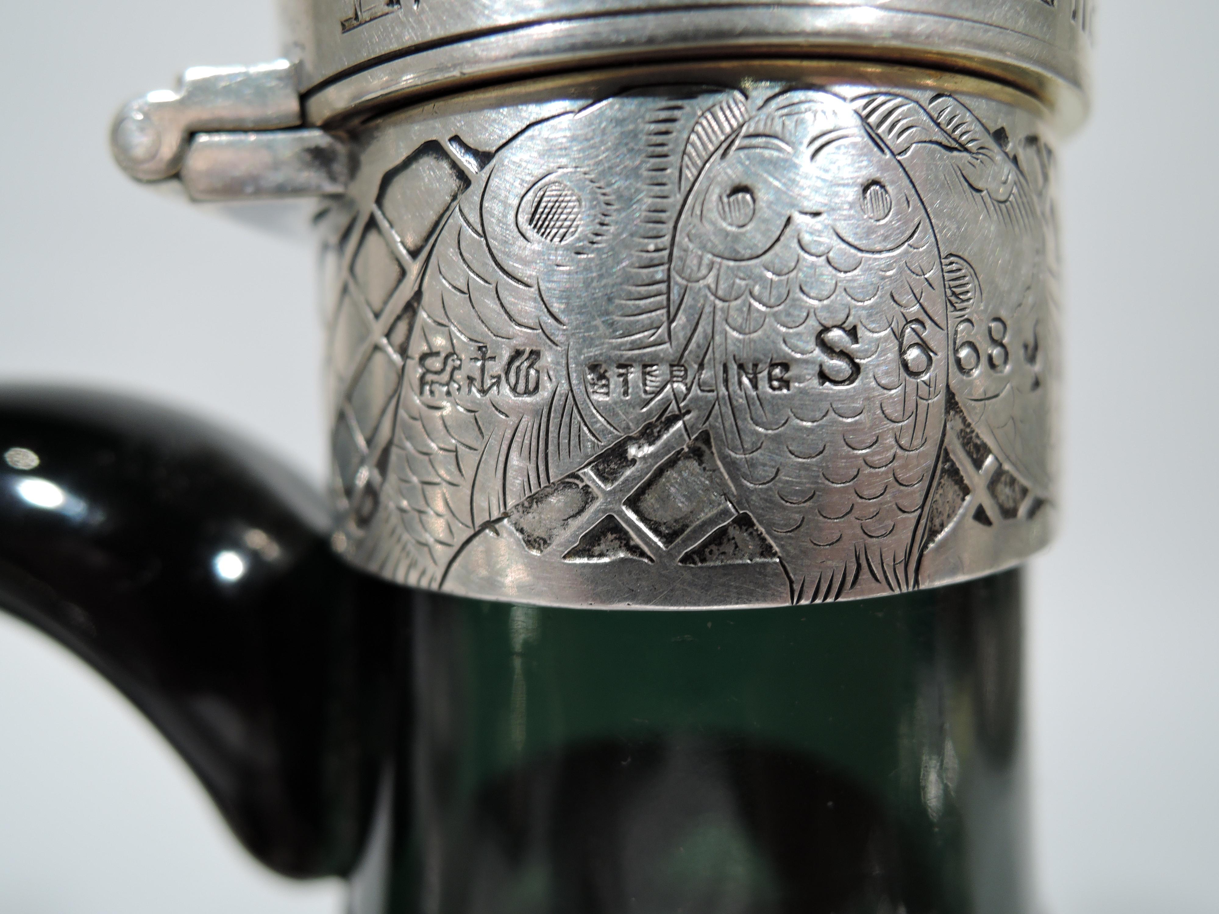 Gorham Art Nouveau Silver Overlay Jug Decanter with Alluring Siren 5