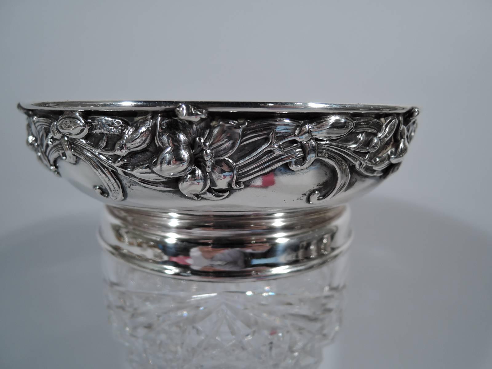 American Gorham Art Nouveau Sterling Silver and Brilliant Cut-Glass Vase