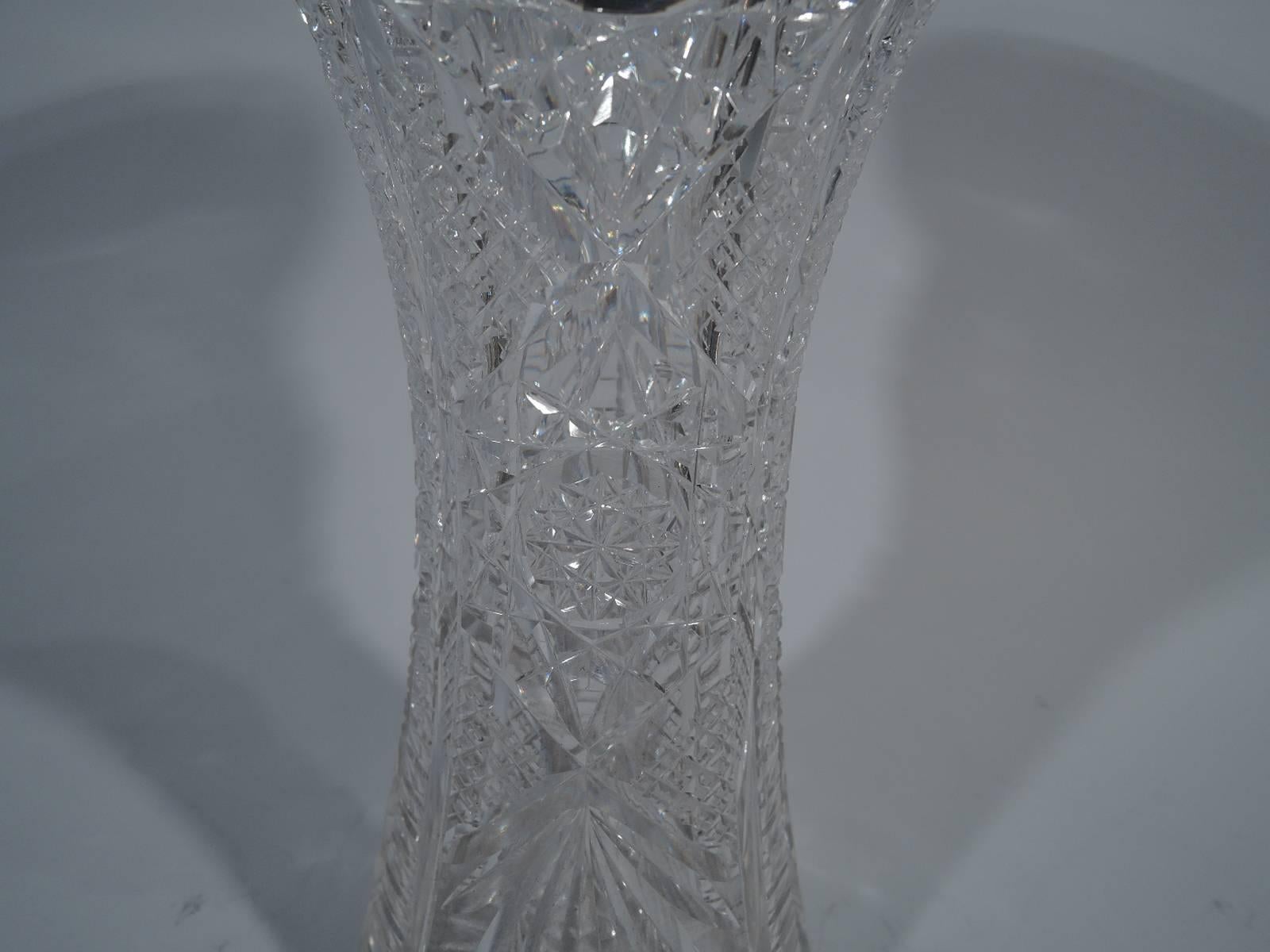 Gorham Art Nouveau Sterling Silver and Brilliant Cut-Glass Vase 1