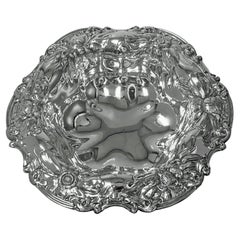 Jugendstil-Schale aus Sterlingsilber mit Blumendekor, um 1900, von Gorham