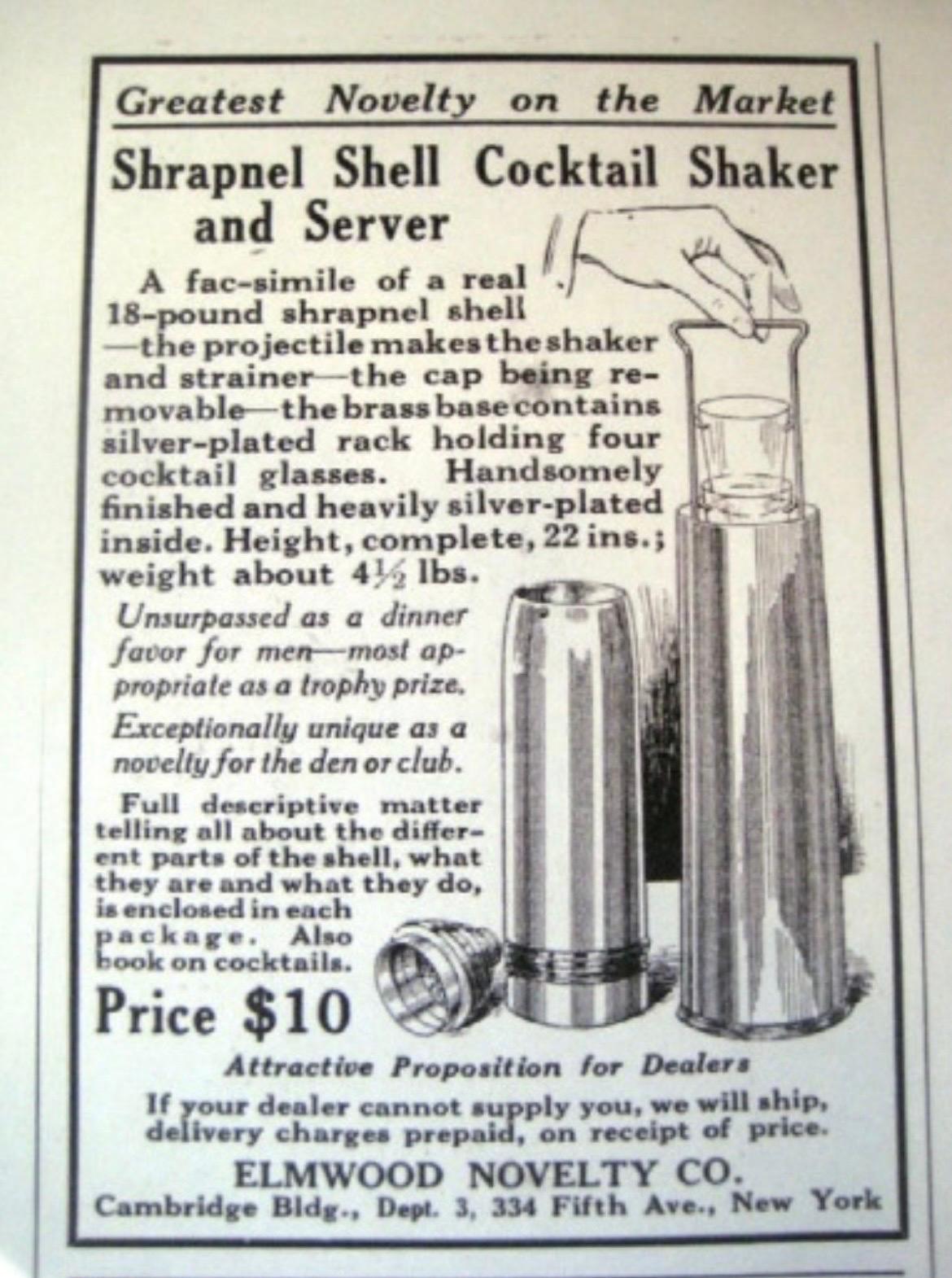 Gorham Artillery Shell Silver Plate 37 inch Antique Cocktail Shaker with Rack For Sale 11
