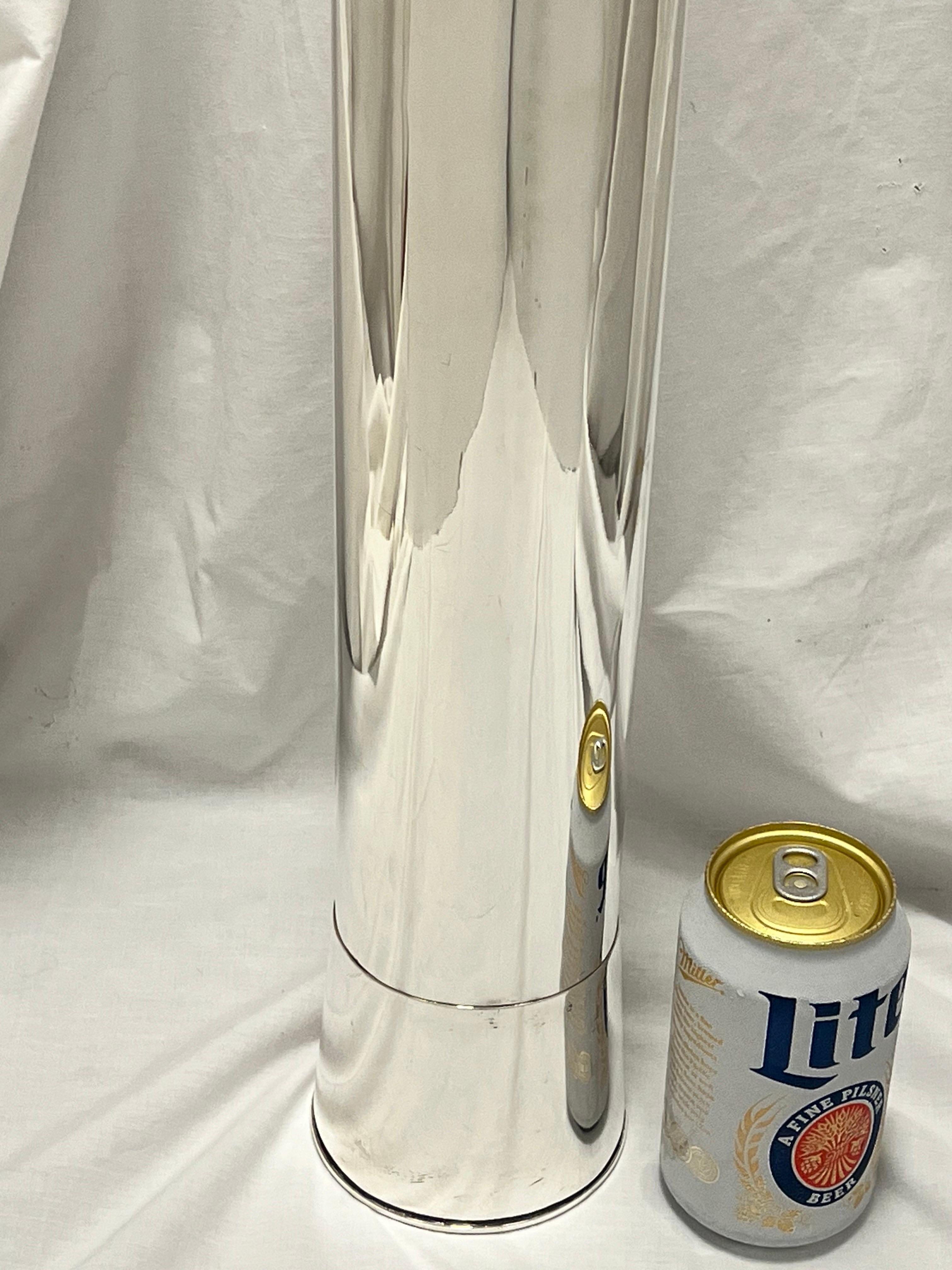 Gorham Artillery Shell Silver Plate 37 inch Antique Cocktail Shaker with Rack For Sale 3