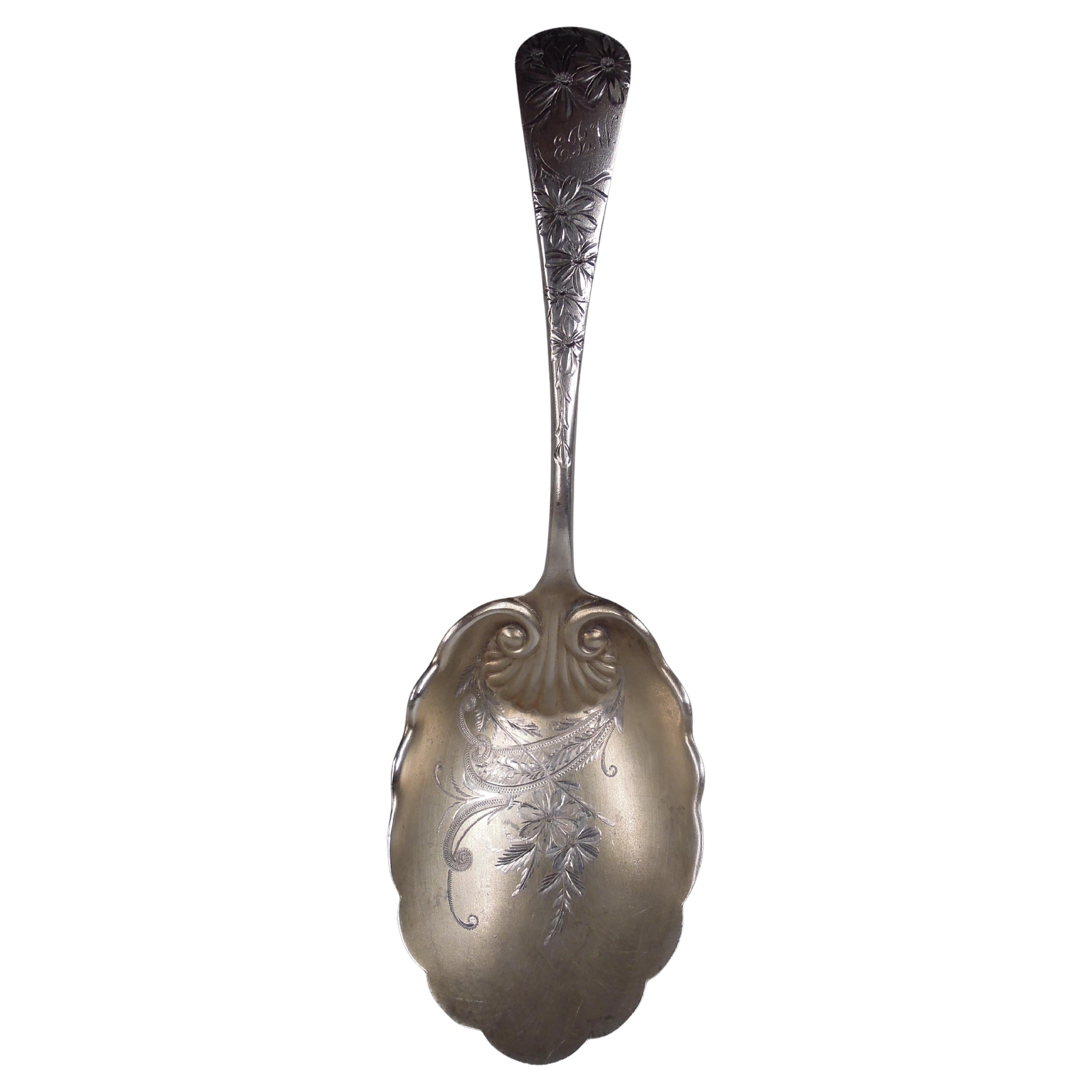 Gorham Berry Spoon in Aesthetic Japonesque Chrysanthemum Pattern For Sale