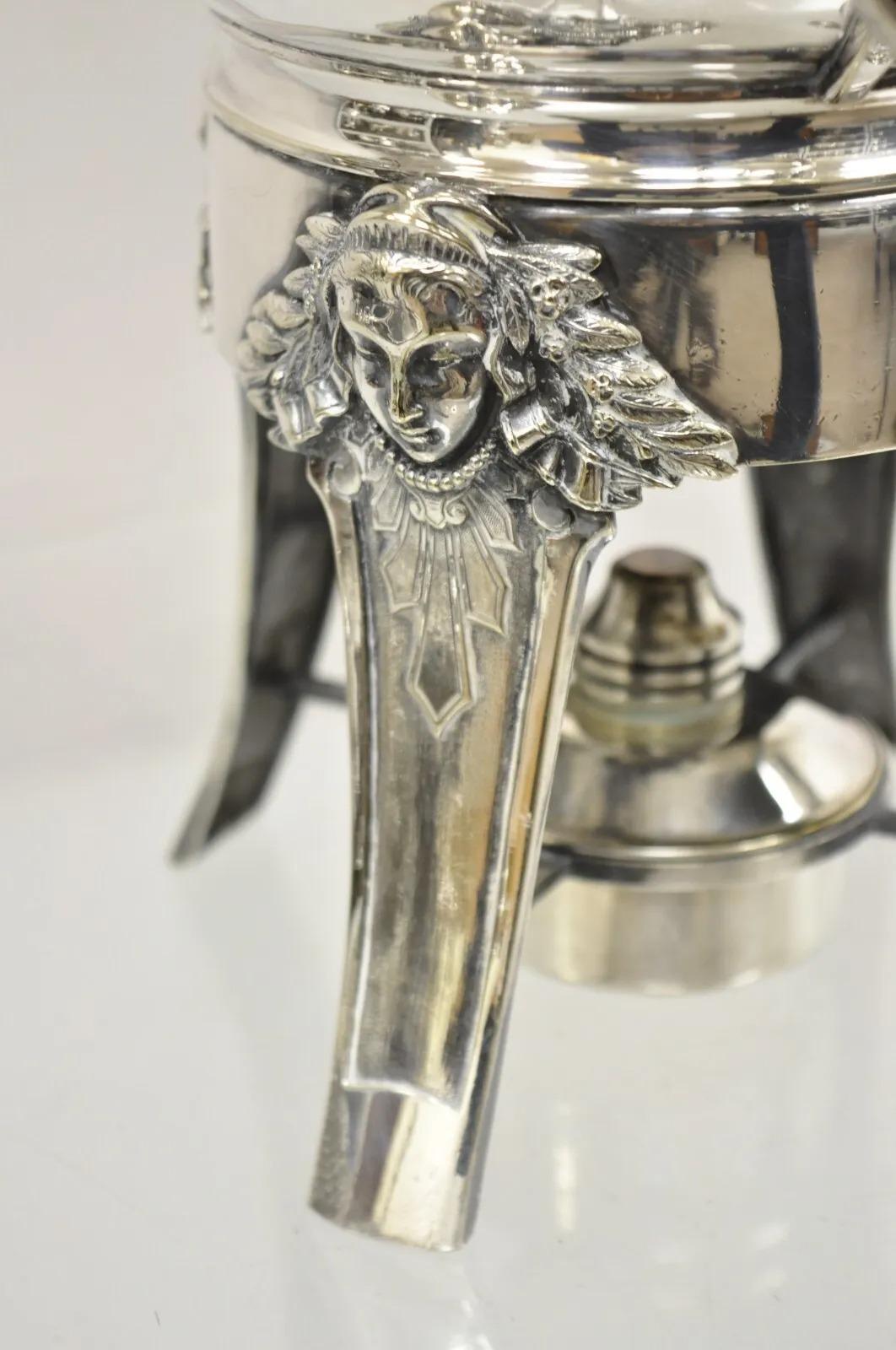 Gorham Co Figural Silver Plated Art Deco Ball Form Samovar Hot Water Dispenser In Good Condition For Sale In Philadelphia, PA