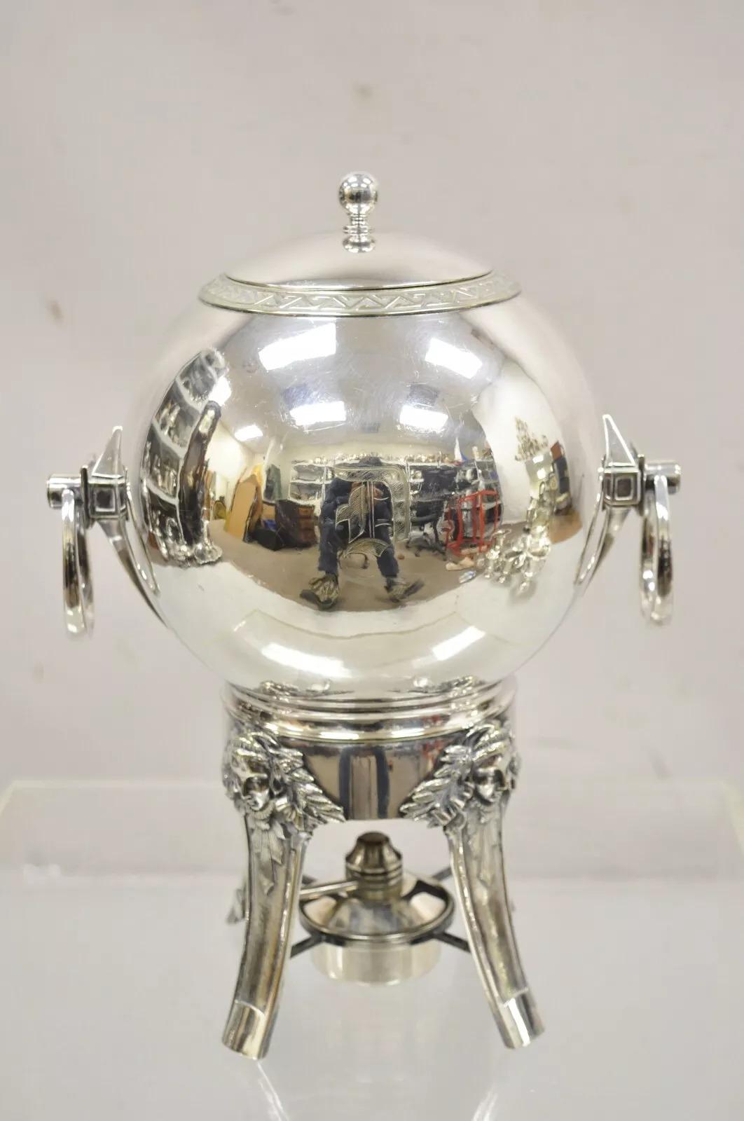Gorham Co Figural Silver Plated Art Deco Ball Form Samovar Hot Water Dispenser For Sale 2