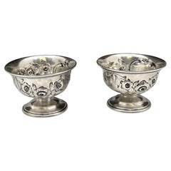 Gorham Coin Silver Pair of Open Salt Cellars from 1850s