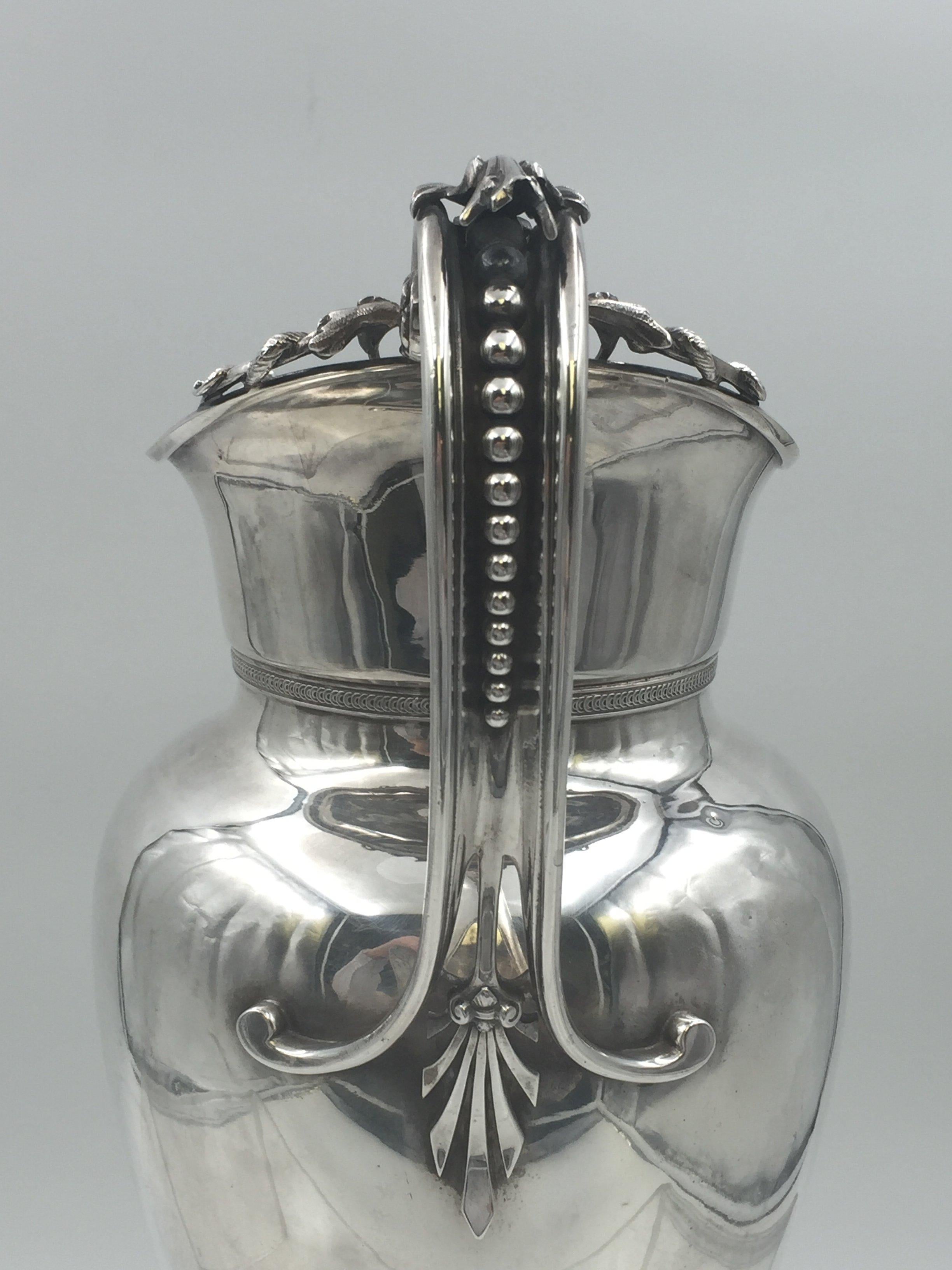 Engraved Gorham Coin Silver Pitcher Ewer from 1850s For Sale