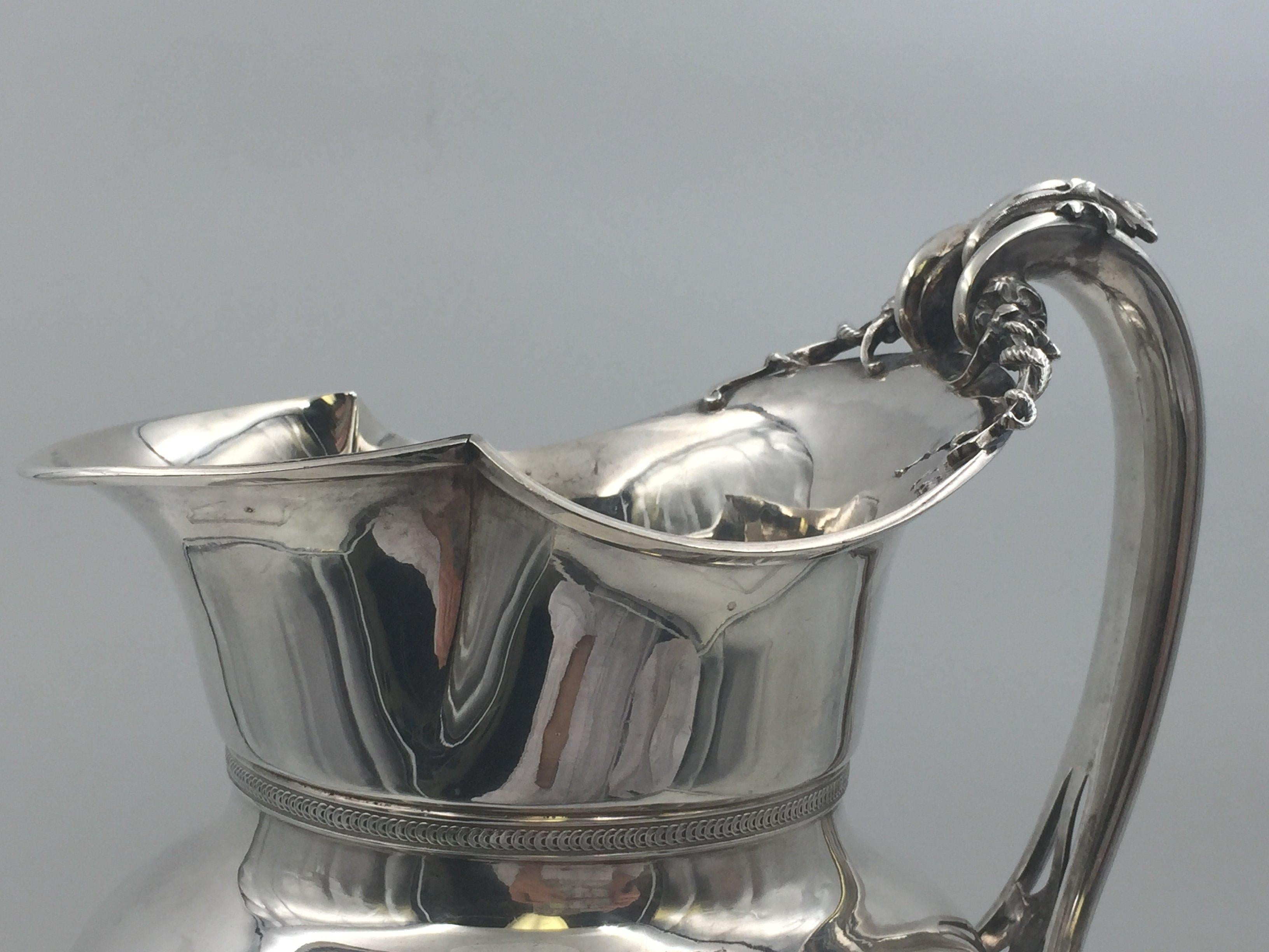 Gorham Coin Silver Pitcher Ewer from 1850s In Good Condition For Sale In New York, NY
