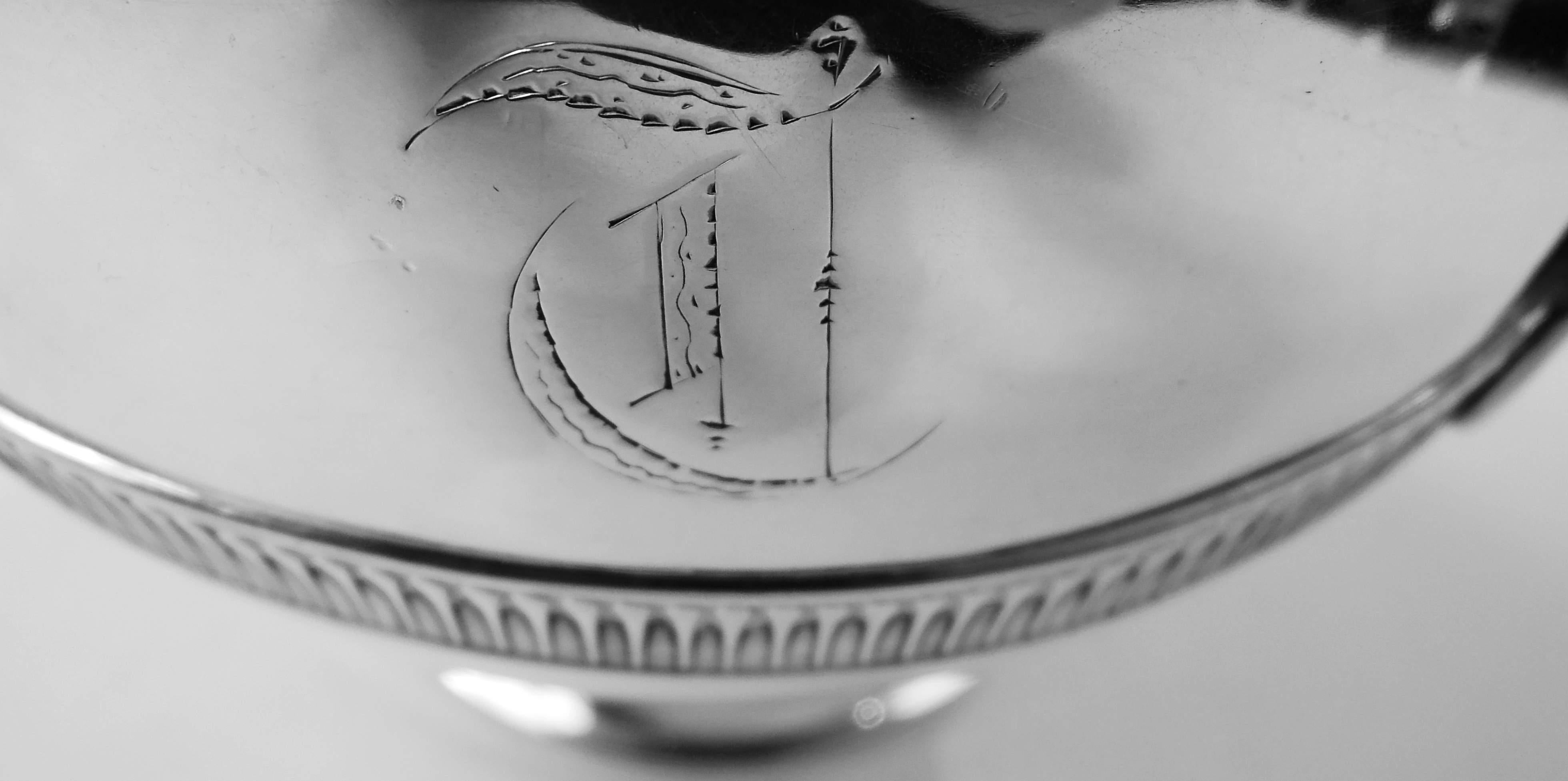 Gorham Coin Silver Water Pitcher in Classic Medallion Pattern For Sale 5