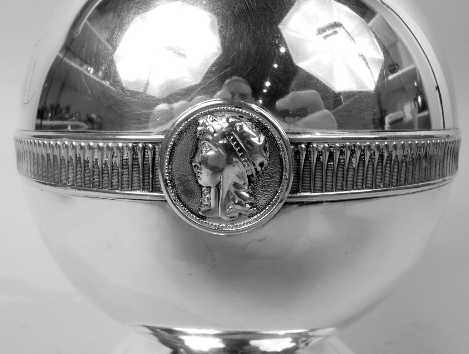 Gorham Coin Silver Water Pitcher in Classic Medallion Pattern For Sale 2
