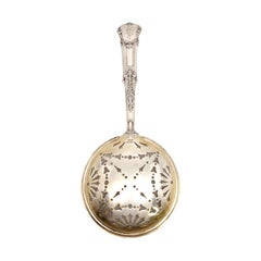 Gorham Coligni Sterling Silver Gold Wash Bowl Pea Serving Spoon w/Mono #15661