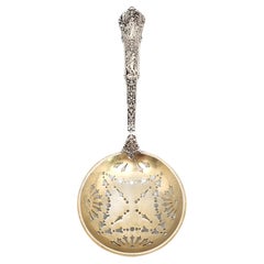Antique Gorham Coligni Sterling Silver Gold Wash Bowl Pea Serving Spoon w/Mono #15661