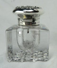 Gorham Crystal Inkwell with Sterling Lid