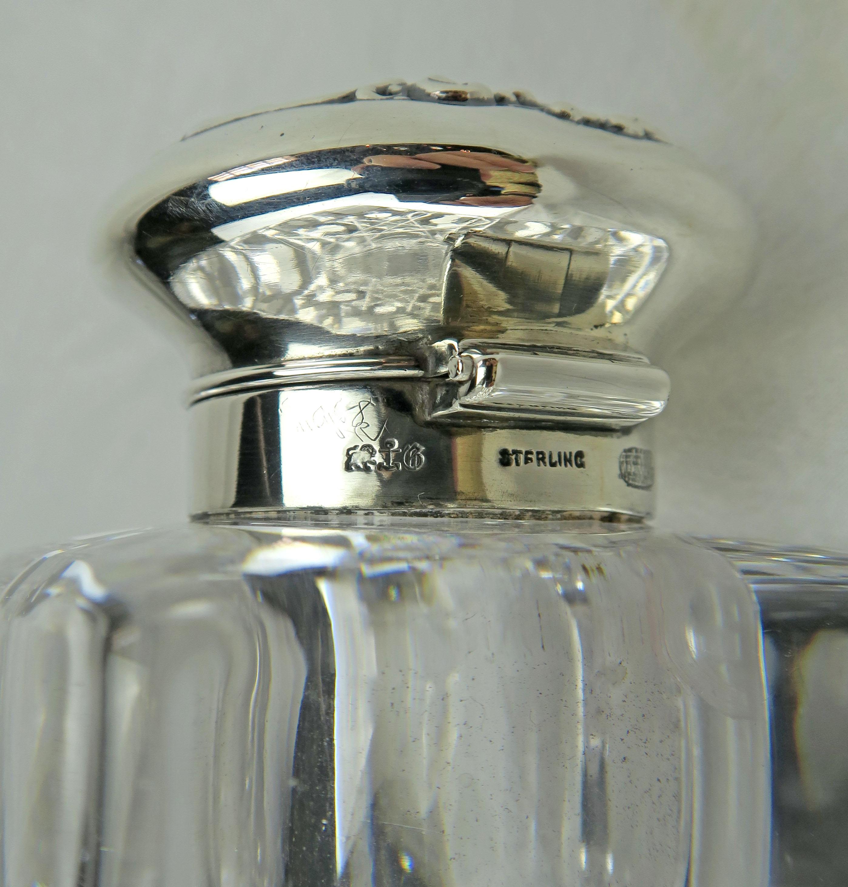 Gorham Crystal Inkwell with Sterling Lid 1