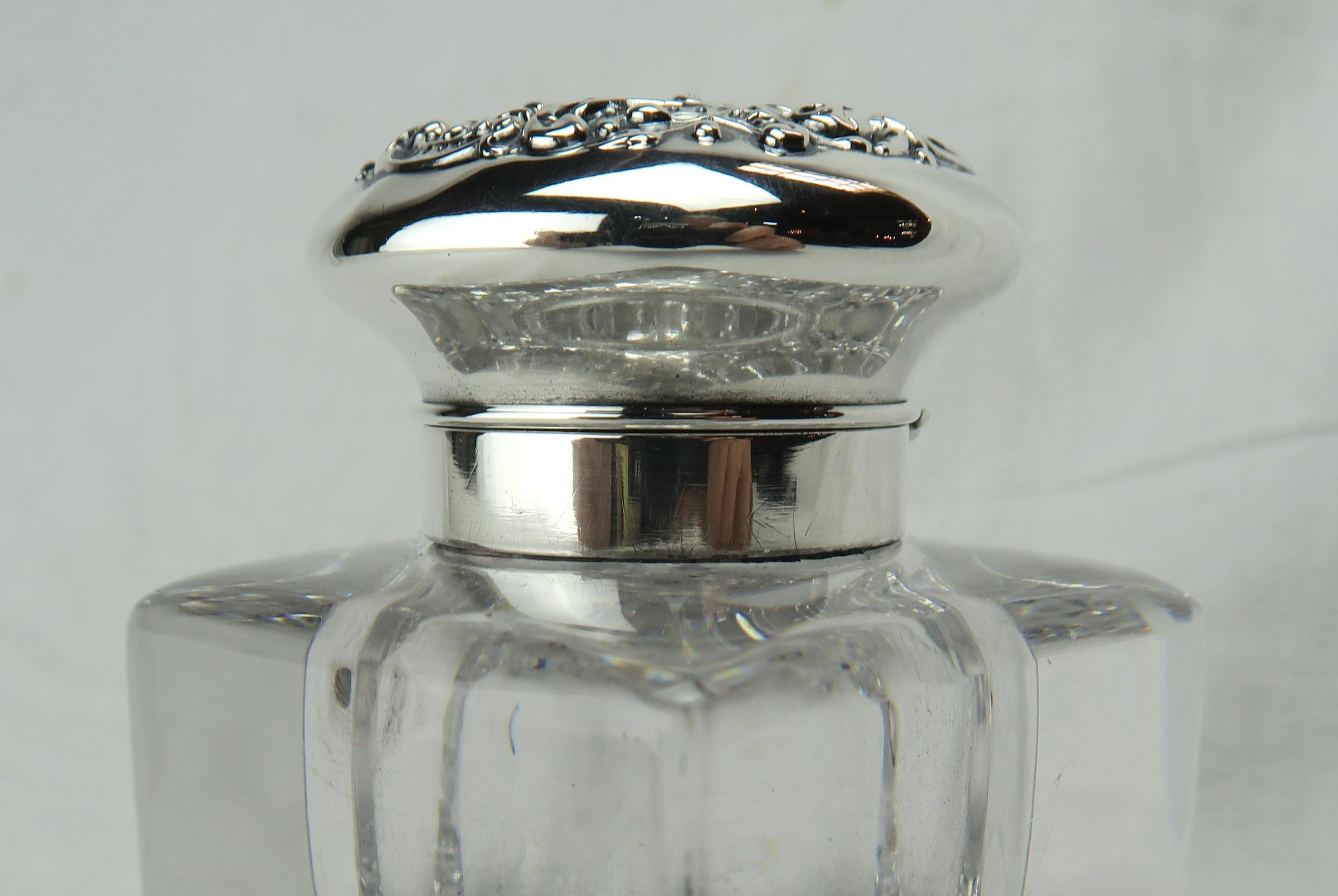 Gorham Crystal Inkwell with Sterling Lid 2