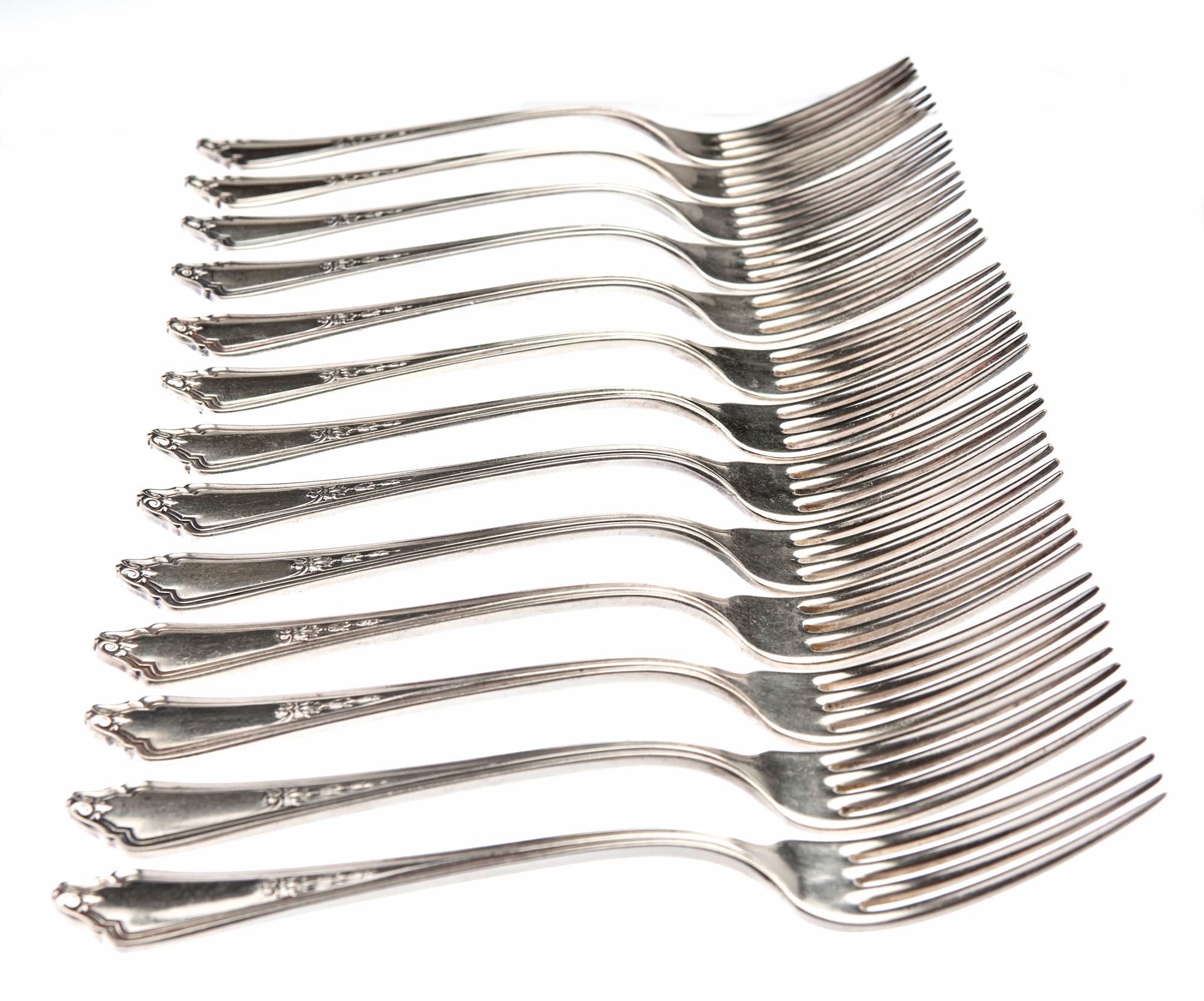 20th Century Gorham Dinner Forks in Shelbourne Pattern; Set/13 For Sale