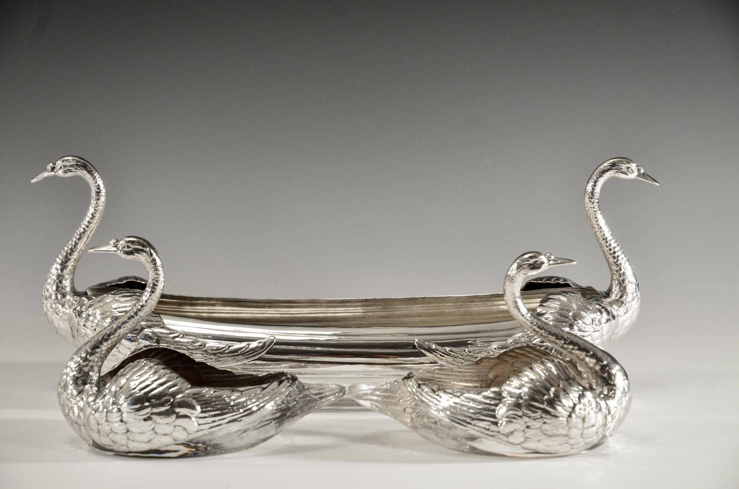 Gorham Durgin Sterling Silver Elongated Figural Swan Centerpiece 3