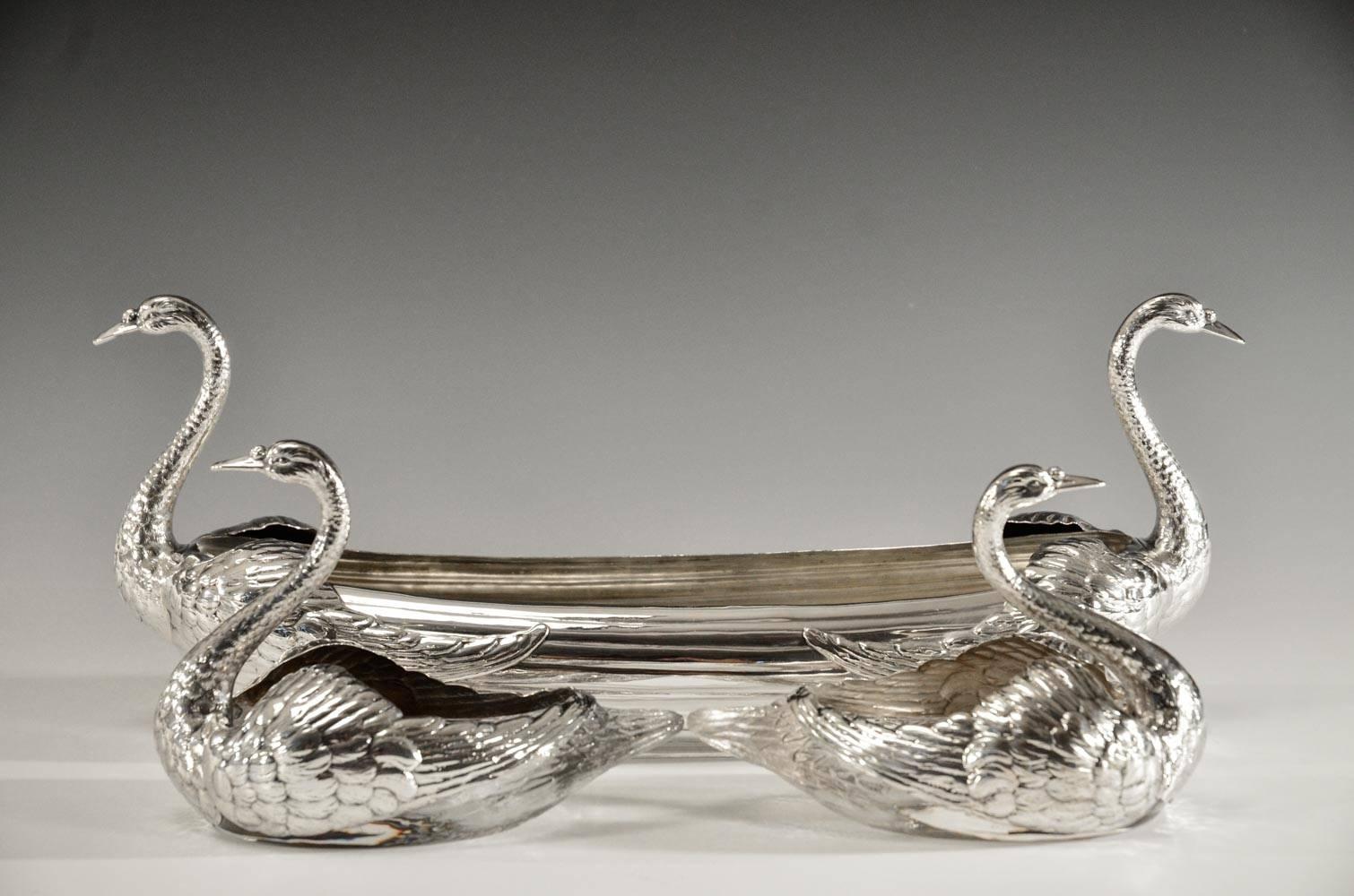 Gorham Durgin Sterling Silver Elongated Figural Swan Centerpiece 4