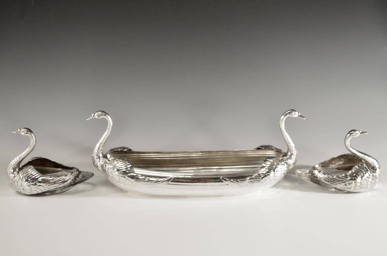 Gorham Durgin Sterling Silver Elongated Figural Swan Centerpiece 5
