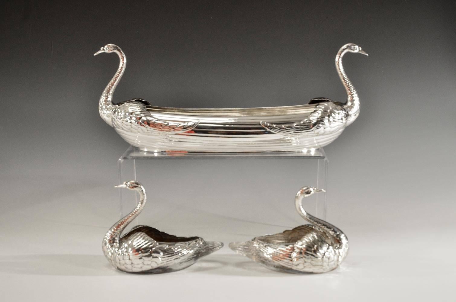 Gorham Durgin Sterling Silver Elongated Figural Swan Centerpiece 6