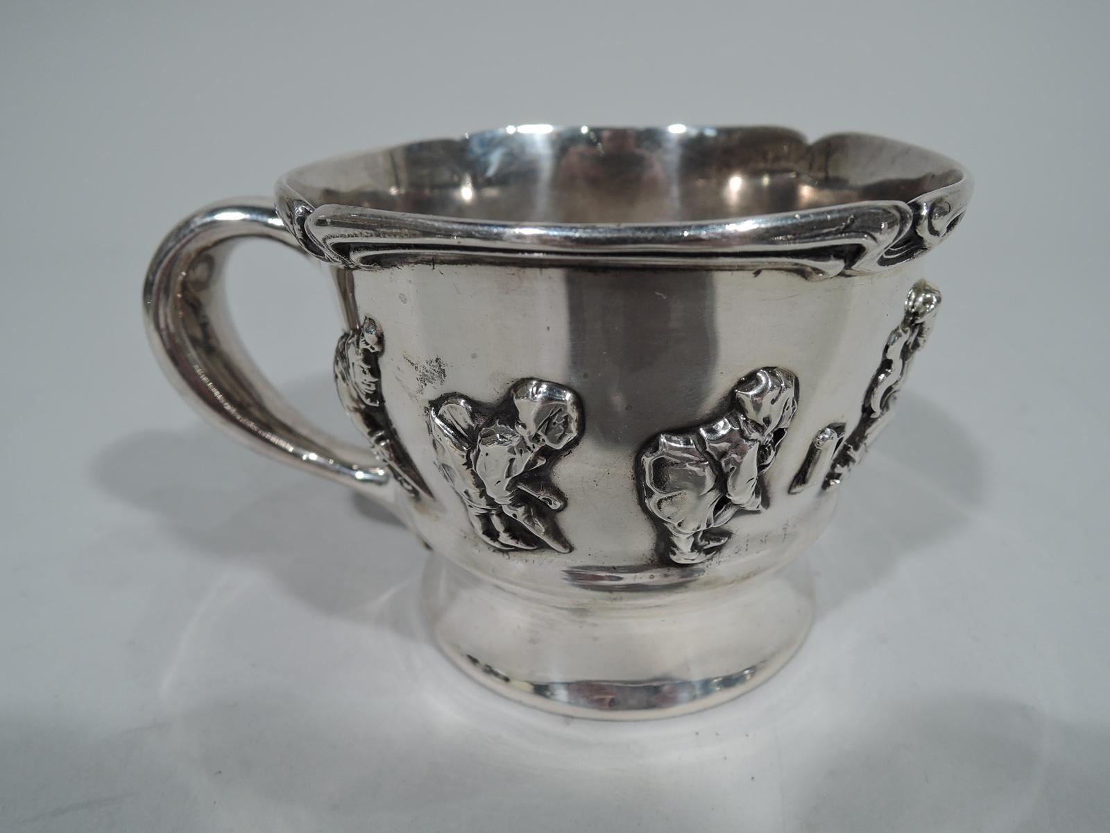 American Gorham Edwardian Sterling Silver Allegorical Baby Cup