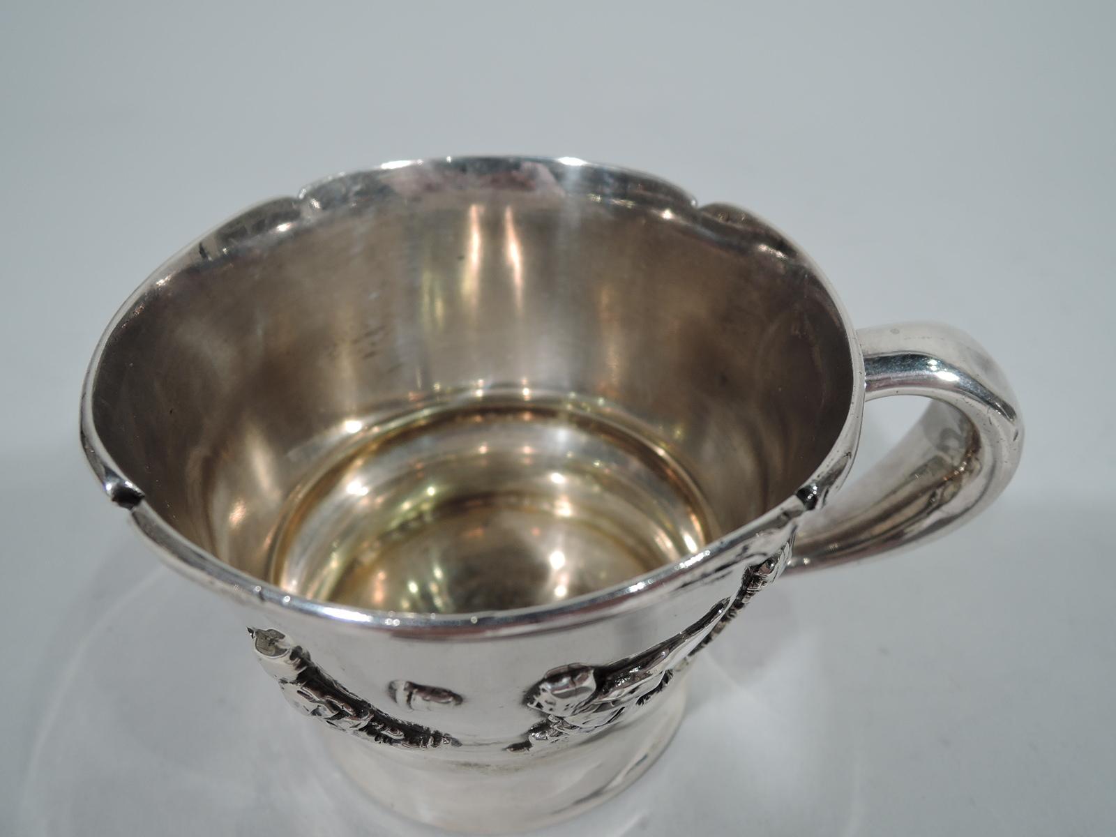 Gorham Edwardian Sterling Silver Allegorical Baby Cup In Good Condition In New York, NY