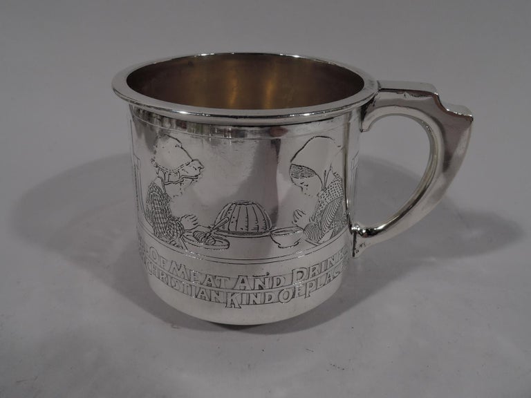 Gorham Edwardian Sterling Silver Baby Cup with Moral Message For Sale