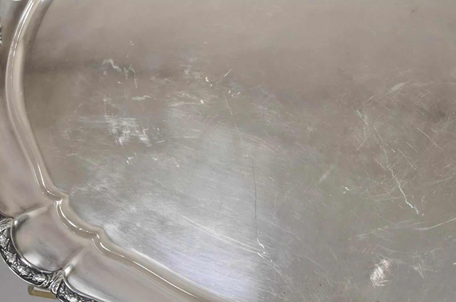 Bandeja de servir ovalada Gorham inglesa eduardiana Y907 con corona bañada en plata siglo XX en venta