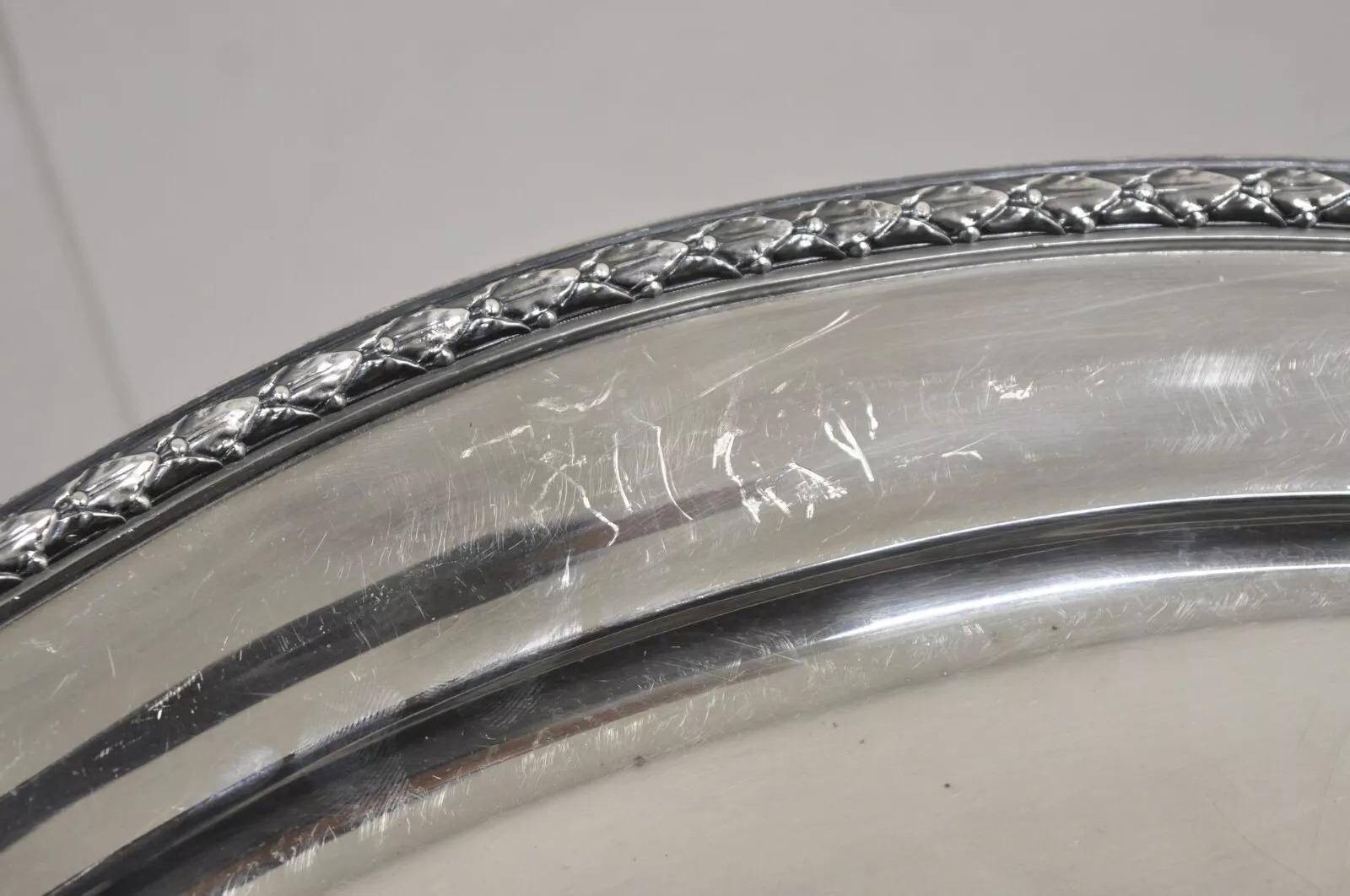 Bandeja de servir ovalada Gorham inglesa eduardiana Y907 con corona bañada en plata en venta 1
