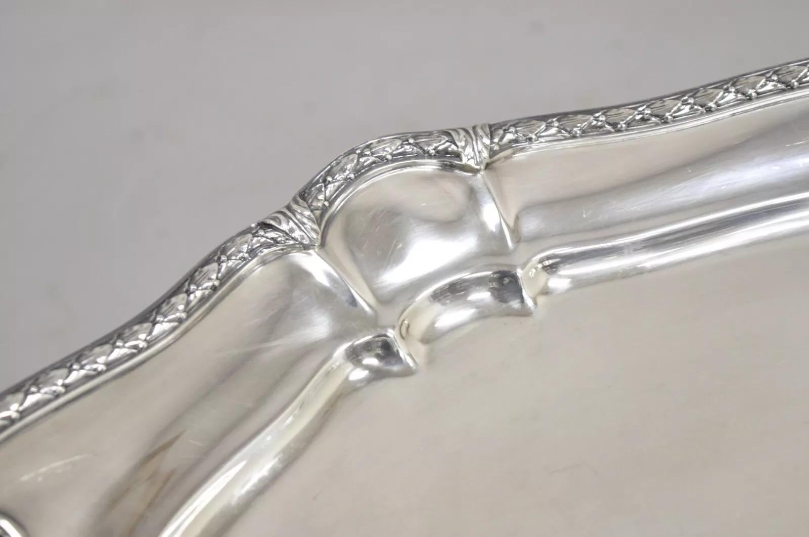 Bandeja de servir ovalada Gorham inglesa eduardiana Y907 con corona bañada en plata en venta 2