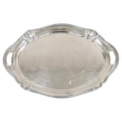 Bandeja de servir ovalada Gorham inglesa eduardiana Y907 con corona bañada en plata