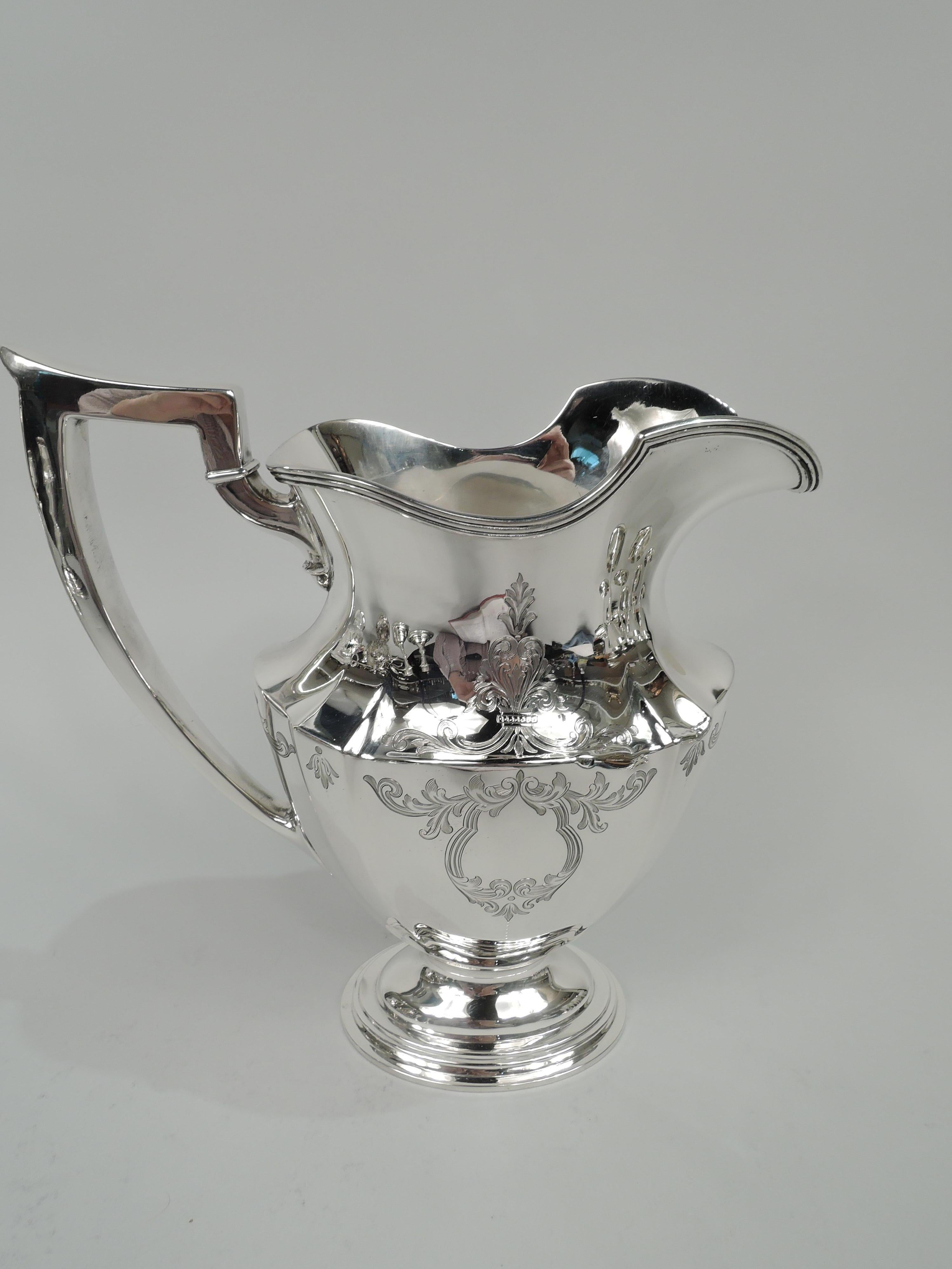 Regency Revival Gorham Engraved Plymouth Sterling Silver Water Pitcher