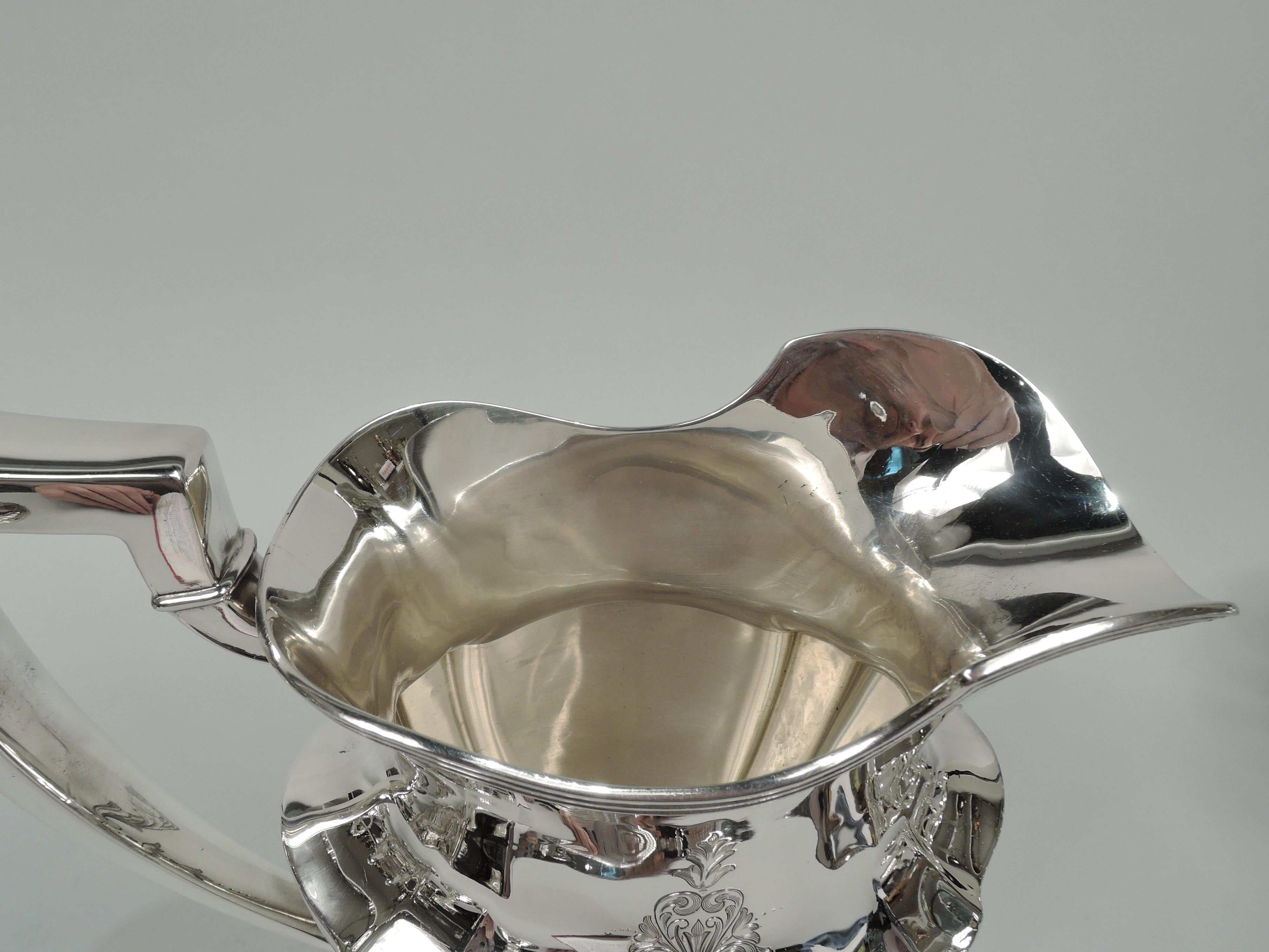 American Gorham Engraved Plymouth Sterling Silver Water Pitcher