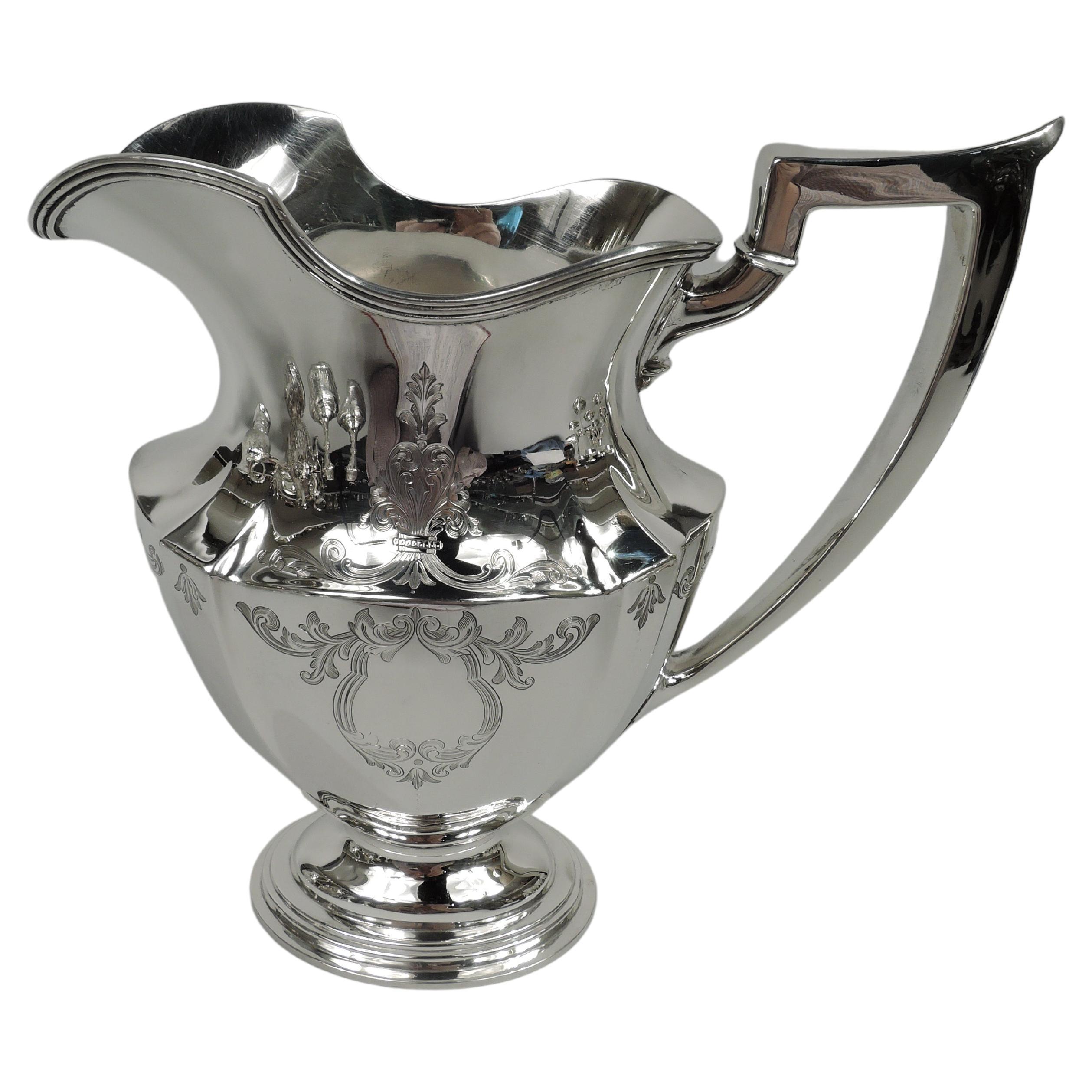 Gorham Engraved Plymouth Sterling Silver Water Pitcher