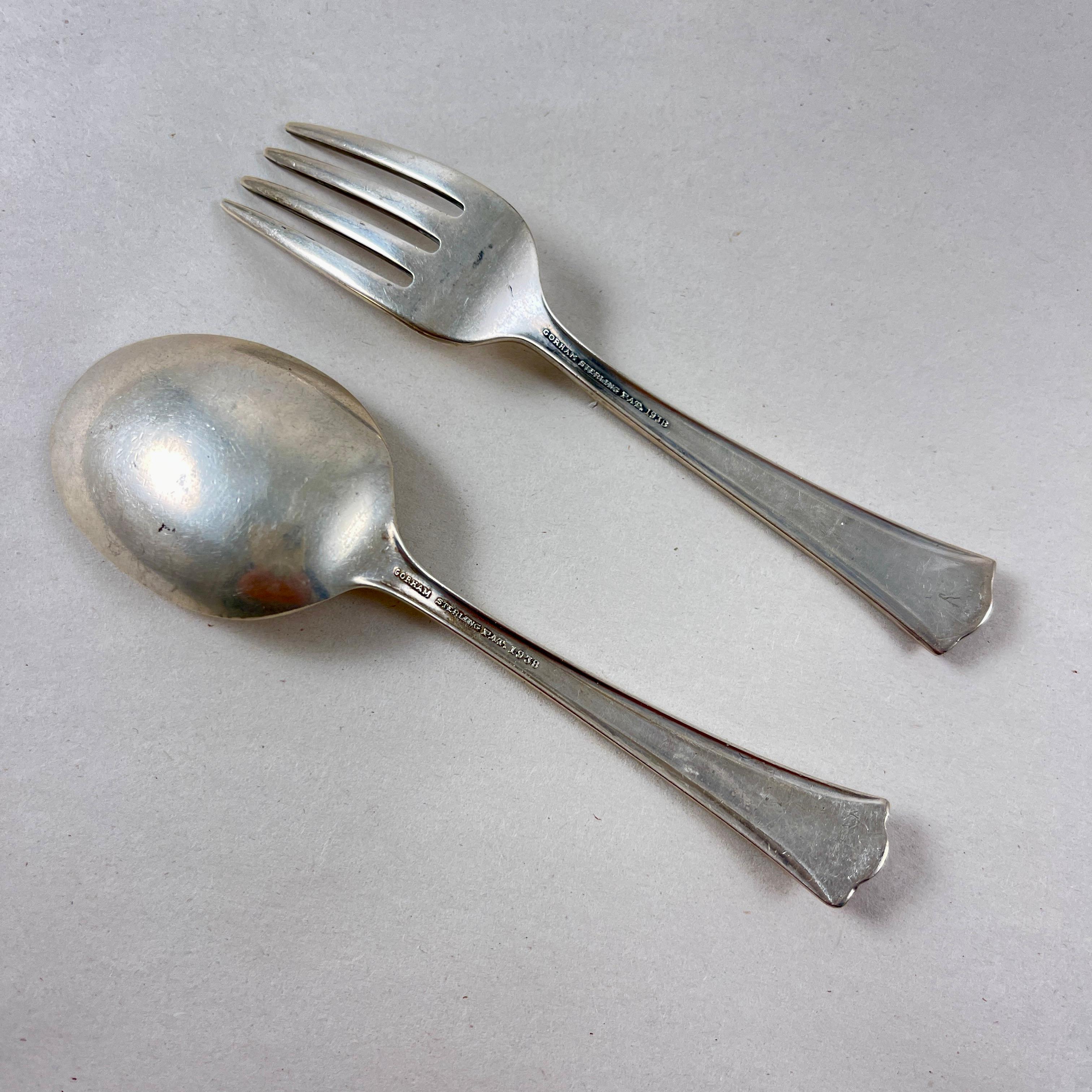Juego para niños Gorham Estate de plata de ley con diseño Greenbrier, 2 piezas mediados del siglo XX en venta