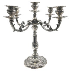 Retro Gorham Five-Light Sterling Silver Candelabra in Chantilly Pattern