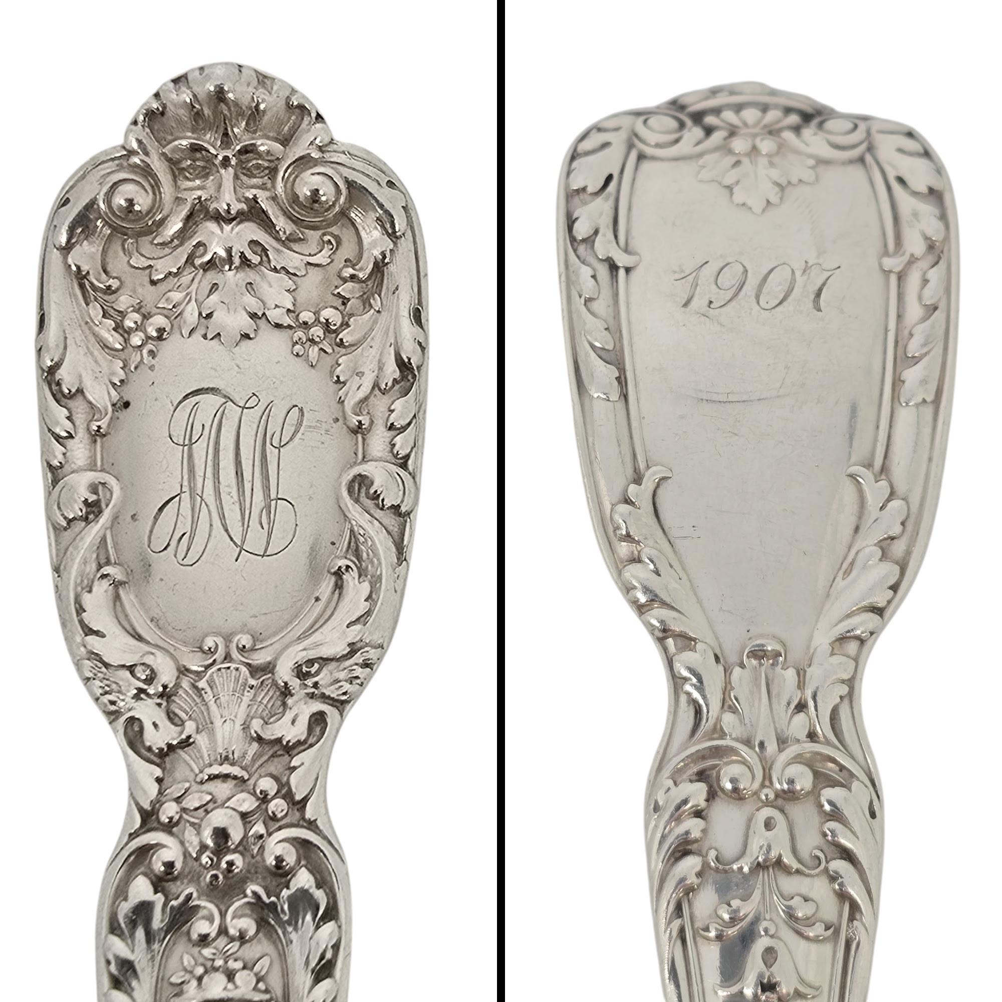 Forchetta da portata per asparagi in argento sterling di Gorham Florentine e Mono #21295 in vendita 4