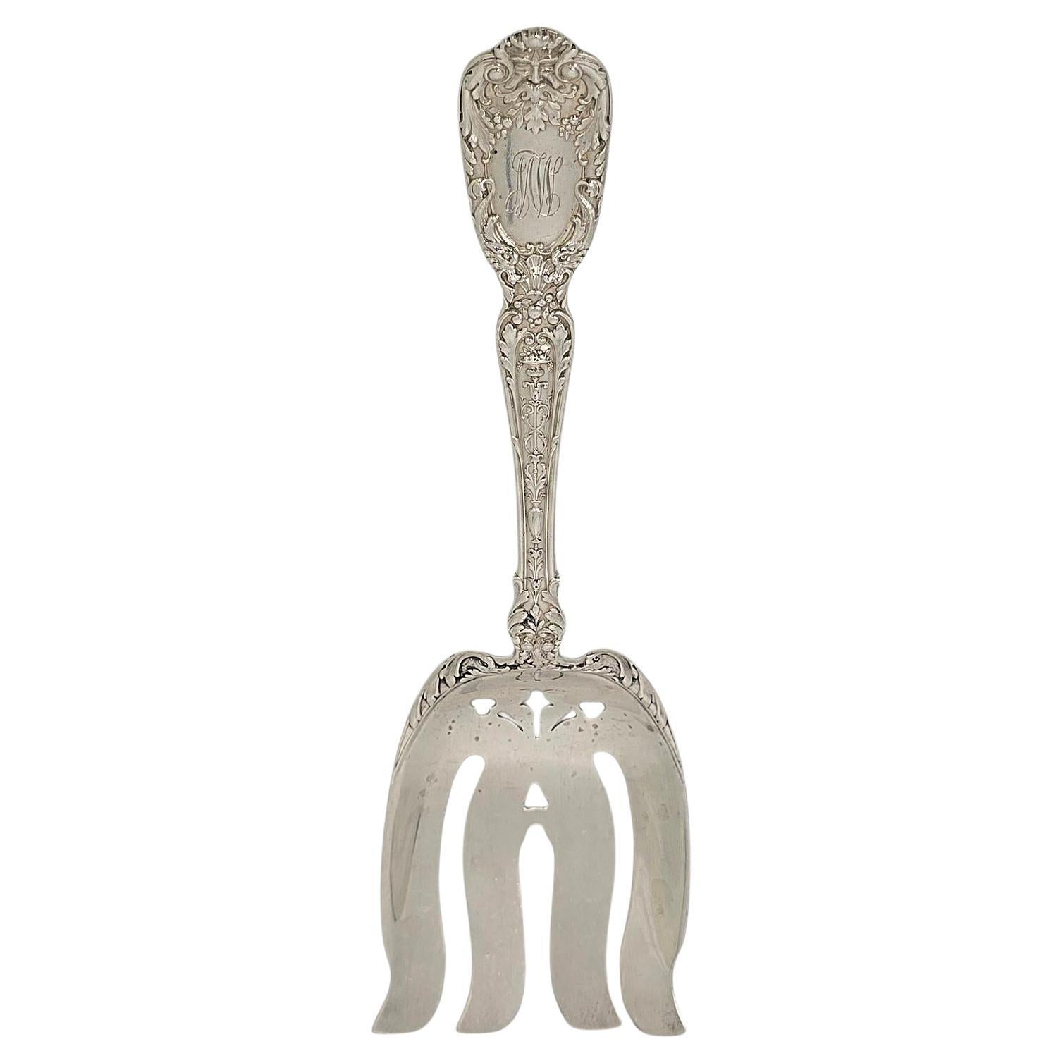 Forchetta da portata per asparagi in argento sterling di Gorham Florentine e Mono #21295
